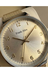 Erkek Kol Saati 42 mm Gold Silver Hasır Çelik Kordon Quartz Mineral Cam 3 ATM