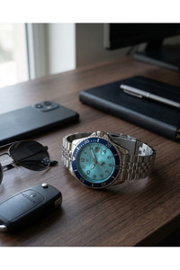 Erkek Kol Saati 42 mm Gümüş Kaplama Çelik Kordon Mavi Kadran Takvimli Spor Saat