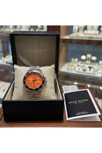 Erkek Kol Saati 42 mm Gümüş Kaplama Çelik Kordon Turuncu Kadran Takvimli Spor Saat