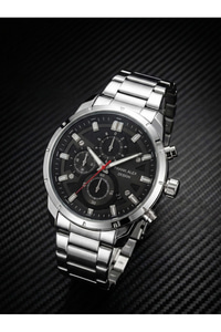 Erkek Kol Saati 43 mm Çelik Kordon Siyah Kadran Quartz Mekanizma Mineral Cam 3 ATM