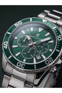 Erkek Kol Saati 43 mm Yeşil Kadran Gümüş Renk Çelik Kordon