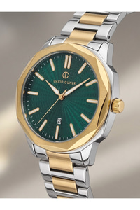 Erkek Kol Saati 44 mm Yeşil Kadran Çift Renk Çelik Kordon