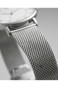 Erkek Kol Saati Beyaz Kadran Mavi Rakamlı Çelik Hasır Kordon Quartz Saat 41-45 mm