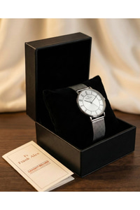 Erkek Kol Saati Beyaz Kadran Mavi Rakamlı Çelik Hasır Kordon Quartz Saat 41-45 mm