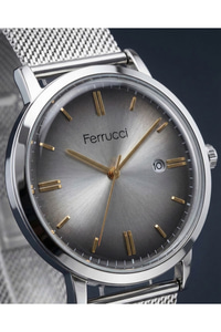 Erkek Kol Saati Gümüş Kadran Hasır Çelik Kordon Takvimli Quartz Saat 41-45 mm