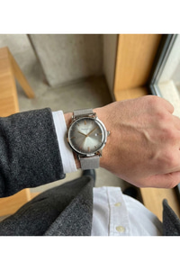 Erkek Kol Saati Gümüş Kadran Hasır Çelik Kordon Takvimli Quartz Saat 41-45 mm