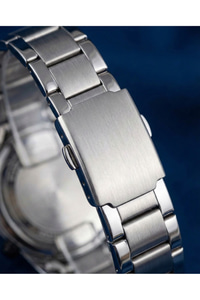 Erkek Kol Saati Mavi Kadran Çelik Kordon Kronograf Görünümlü Quartz Mineral Cam 46 mm