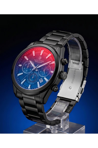Erkek Saat 43 mm Büyük Kasa Siyah Çelik Renkli Cam Chronograph Kol Saati