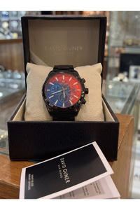 Erkek Saat 43 mm Büyük Kasa Siyah Çelik Renkli Cam Chronograph Kol Saati