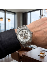 Erkek Saat 47 mm Otomatik Mekanizmalı İçi Görünen Çelik Büyük Kasa Kol Saati