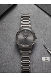 Excellent 41 mm Erkek Kol Saati Füme Çelik Kordonlu İnce Kasa