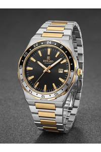 Excellent 42 mm Erkek Kol Saati Siyah Kadran Çift Renk Çelik Kordonlu