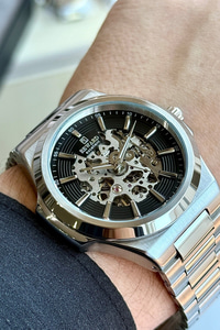 Excellent 45 mm Otomatik Erkek Kol Saati Siyah Kadran Çelik Kordonlu