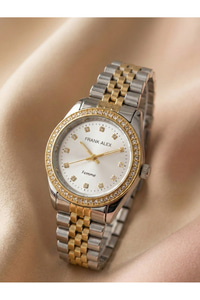 Femme Taşlı Kadın Kol Saati Çift Renk Çelik 31-34 mm Quartz