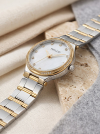 Ferrucci 36 mm Çift Renkli Çelik Taş Detaylı Sedef Kadran Kadın Kol Saati