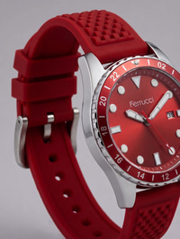 Ferrucci 43 mm Kırmızı Kadran Kırmızı Silikon Kordon Erkek Kol Saati