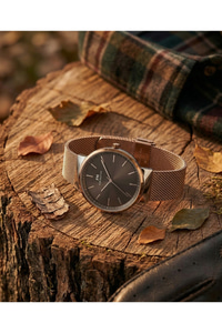 For Motion Erkek Kol Saati 42 mm Hasır Çelik Kordon Kahverengi Kadran Quartz Saat