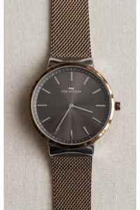For Motion Erkek Kol Saati 42 mm Hasır Çelik Kordon Kahverengi Kadran Quartz Saat