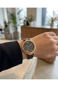 For Motion Kadın Kol Saati 33 mm Siyah Çelik Kordon Rose Gold Detay Şık Saat