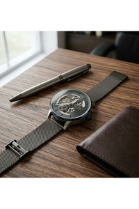 For Motion Otomatik Erkek Kol Saati 42 mm Açık Mekanizmalı Hasır Çelik Kordon