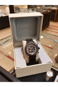 Function 43 mm Erkek Kol Saati Mat Siyah Kasa Kahverengi Detaylı Kadran Deri Kordon Çok Fonksiyonlu Quartz Saat
