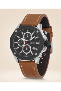 Function 43 mm Erkek Kol Saati Mat Siyah Kasa Deri Kordon Çok Fonksiyonlu Siyah Kadran Quartz Saat