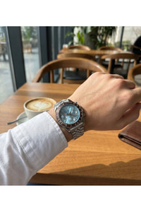 Function Erkek Kol Saati 38 mm Çelik Kordon Mavi Kadran Chronograph Takvim Quartz