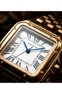 J.G. Polo Club Kadın Kol Saati Kare Kasa Roma Rakamlı Gold Renk Çelik Kordon Quartz 26 mm