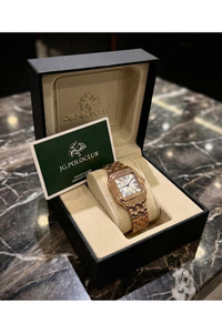 J.G. Polo Club Kadın Kol Saati Kare Kasa Roma Rakamlı Gold Renk Çelik Kordon Quartz 26 mm