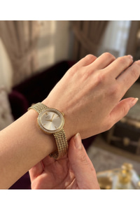 JG Polo Club 26mm Gold Renkli Taş Detaylı Kadın Kol Saati Hasır Kordon 5 ATM