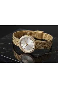 JG Polo Club 26mm Gold Renkli Taş Detaylı Kadın Kol Saati Hasır Kordon 5 ATM