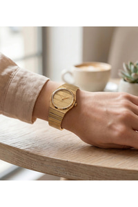 JG Polo Club 28 mm Kadın Kol Saati Gold Renkli Çelik Kordon Katlanır Kilit 5 ATM Şık Saat