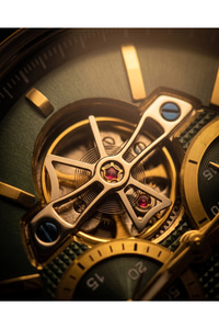 JG Polo Club 39 mm Otomatik Erkek Kol Saati Yeşil Kadran Bombeli Cam Mekanizma Görünümlü Çift Renk Çelik Kordon 5 ATM
