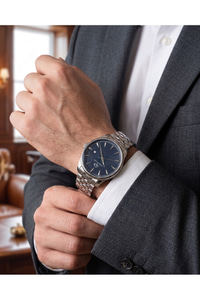 JG Polo Club 42mm Lacivert Kadranlı Erkek Kol Saati Çelik Kordon Klasik Damat Saati 5 ATM