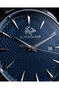 JG Polo Club 42mm Lacivert Kadranlı Erkek Kol Saati Çelik Kordon Klasik Damat Saati 5 ATM