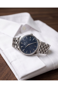 JG Polo Club 42mm Lacivert Kadranlı Erkek Kol Saati Çelik Kordon Klasik Damat Saati 5 ATM
