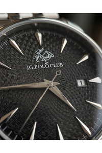 JG Polo Club 42mm Siyah Kadranlı Erkek Kol Saati Çelik Kordon Klasik Damat Saati 5 ATM
