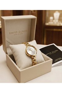 Kadın Kol Saati 23 mm Gold Renkli Çelik Kordon Gümüş Kadran Şık Zarif Saat