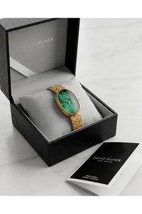 Kadın Kol Saati 23 mm Yeşil Kadran Gold Çelik Kordon Oval Kasa Şık