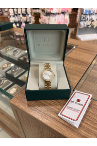 Kadın Kol Saati 24 mm Gold Çelik Kordon Taşlı Bezel 5 ATM