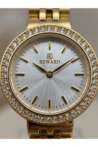 Kadın Kol Saati 24 mm Gold Çelik Kordon Taşlı Bezel 5 ATM