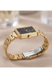 Kadın Kol Saati 26x34 mm Dikdörtgen Siyah Kadran Gold Renkli Küçük Kasa