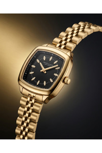 Kadın Kol Saati 28 mm Gold Kare Kasa Siyah Kadran Çelik Kordon