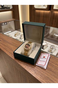 Kadın Kol Saati 28 mm Kahverengi Kadran Taşlı Bezel Gold Renk Çelik
