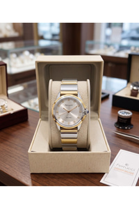 Kadın Kol Saati 29 mm Küçük Kasa İki Renk Çelik Kordon Gümüş Kadran Taşlı Şık Model