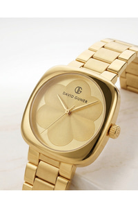 Kadın Kol Saati 31 mm Gold Çelik Kordon Kare Kasa Desenli Kadran Şık