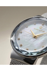 Kadın Kol Saati 34 mm Hasır Çelik Kordon Kadran Taşlı Cam 3 ATM Quartz