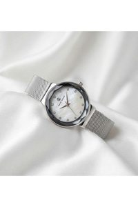 Kadın Kol Saati 34 mm Hasır Çelik Kordon Kadran Taşlı Cam 3 ATM Quartz
