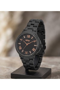 Kadın Kol Saati 34 mm Siyah Mat Çelik Kordon Rose Gold Detaylı Taşlı Kadran