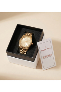 Kadın Kol Saati Gold Çelik Kordon Quartz Mineral Cam 3 ATM Minimal 22 mm